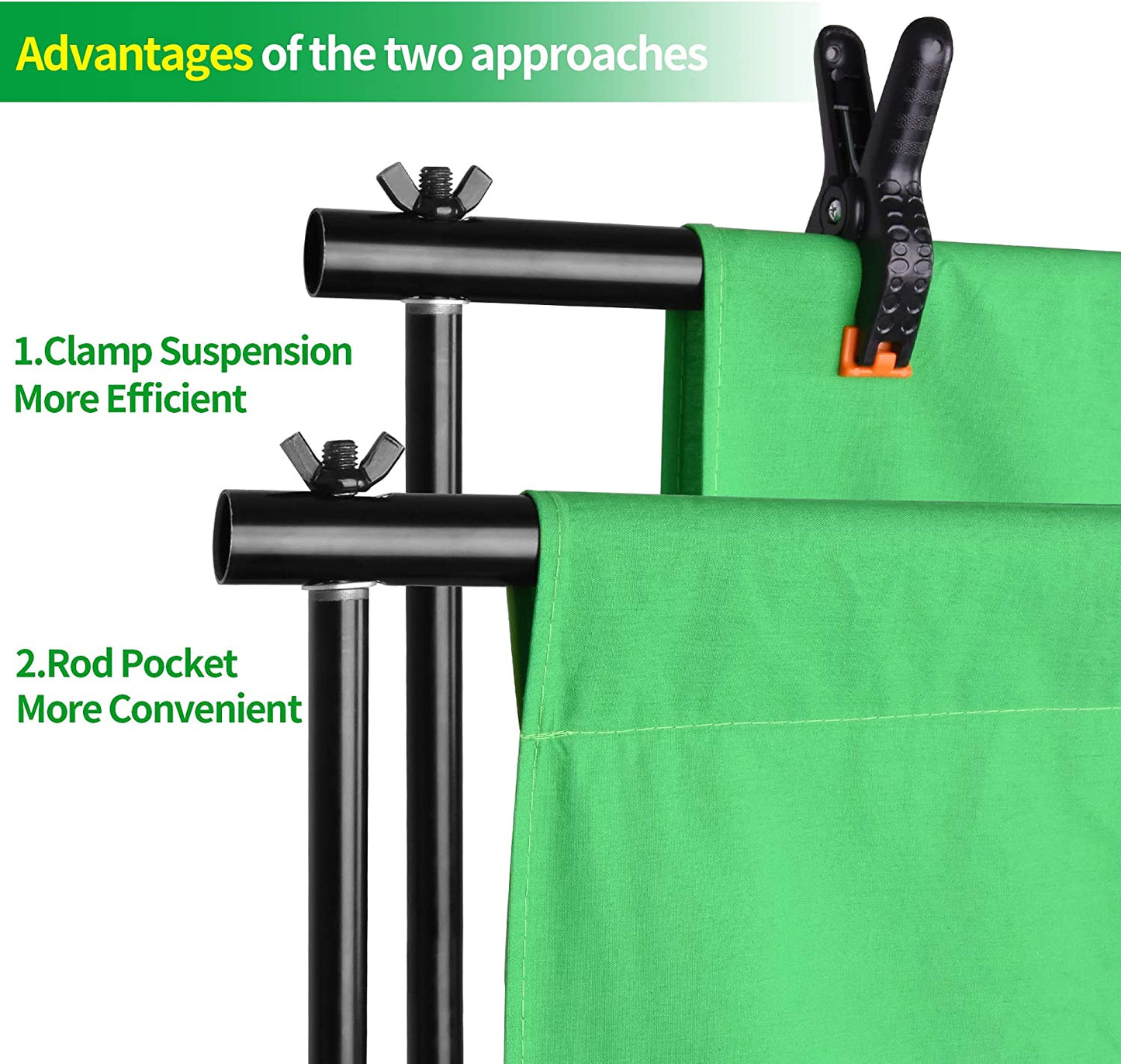 Profetional Green Screen Set - (8.5 X 10 Feet - 2.5 X 3M)